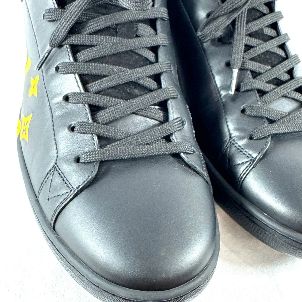 LOUIS VUITTON Black Leather Luxembourg Samothrace Men's Sneakers 8UK 9US - Picture 8 of 17